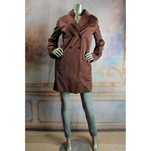$2575 NWT JIL SANDER Brown Polyester Silk Coat Jacket 12